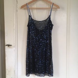 Free People Navy Blue Sparkle Sheath
